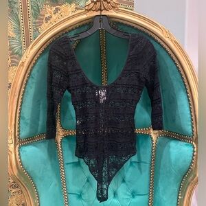 Cinq à Sept Black Lace Bodysuit, Size Small, NWOT